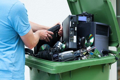 Workers segregating construction waste